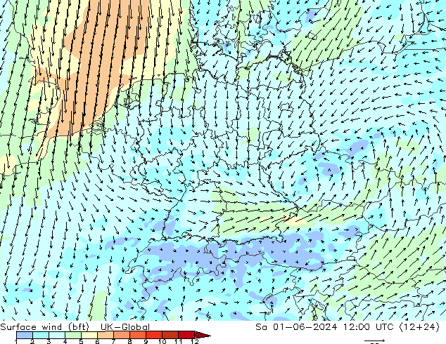  10 m (bft) UK-Global  01.06.2024 12 UTC