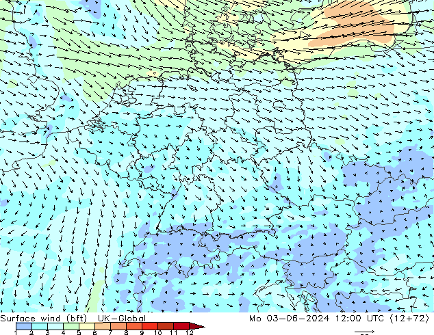 wiatr 10 m (bft) UK-Global pon. 03.06.2024 12 UTC