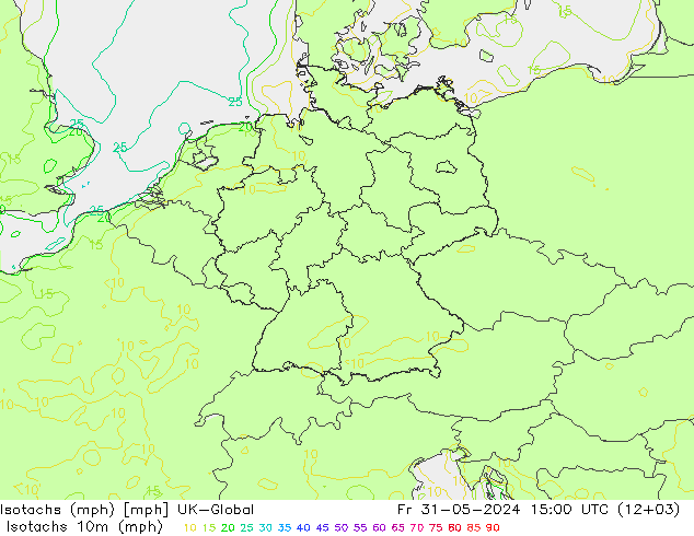 Isotachs (mph) UK-Global Fr 31.05.2024 15 UTC