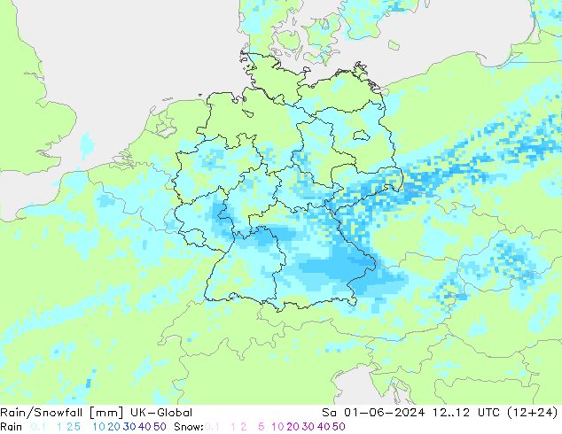 Rain/Snowfall UK-Global Sáb 01.06.2024 12 UTC
