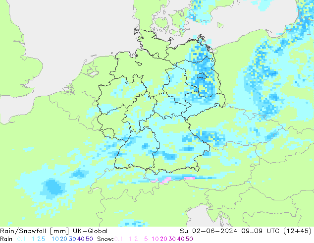 Regen/Schneefall UK-Global So 02.06.2024 09 UTC