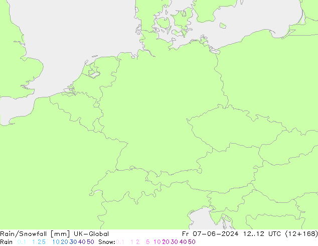 Rain/Snowfall UK-Global Fr 07.06.2024 12 UTC