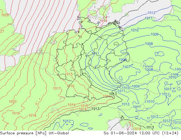 Surface pressure UK-Global Sa 01.06.2024 12 UTC