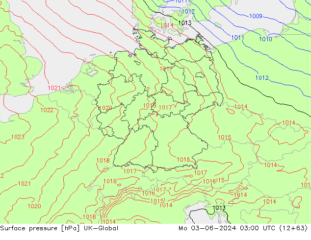 Pressione al suolo UK-Global lun 03.06.2024 03 UTC