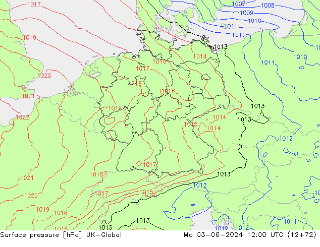 Pressione al suolo UK-Global lun 03.06.2024 12 UTC