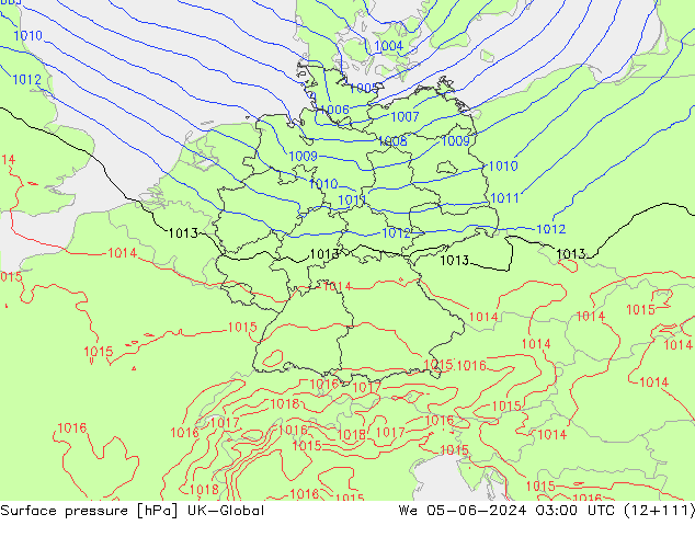 Presión superficial UK-Global mié 05.06.2024 03 UTC