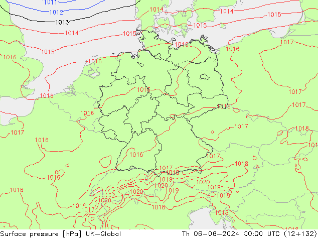 Atmosférický tlak UK-Global Čt 06.06.2024 00 UTC