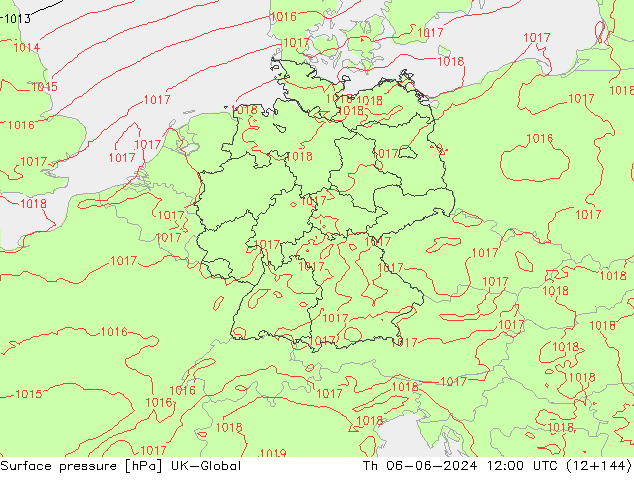 Surface pressure UK-Global Th 06.06.2024 12 UTC