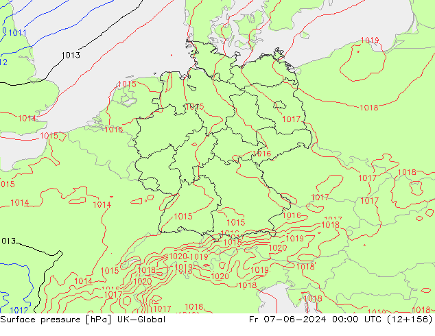 pression de l'air UK-Global ven 07.06.2024 00 UTC