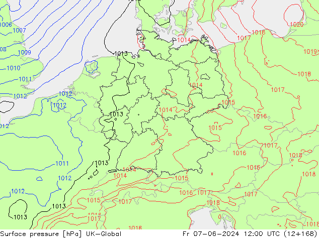 Surface pressure UK-Global Fr 07.06.2024 12 UTC