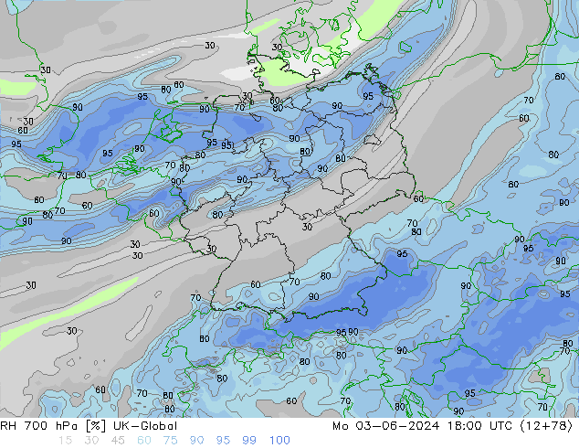 RH 700 гПа UK-Global пн 03.06.2024 18 UTC