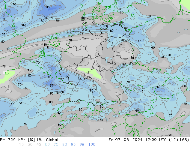 RH 700 hPa UK-Global Fr 07.06.2024 12 UTC