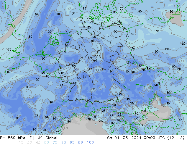 RH 850 hPa UK-Global Sa 01.06.2024 00 UTC