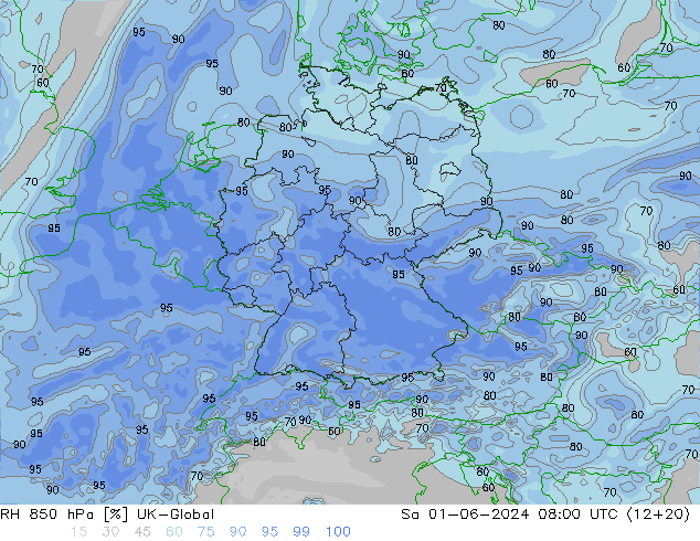 RH 850 hPa UK-Global Sa 01.06.2024 08 UTC