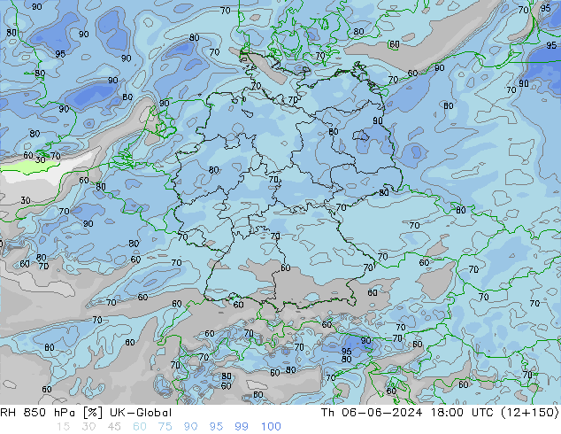 RH 850 hPa UK-Global Qui 06.06.2024 18 UTC