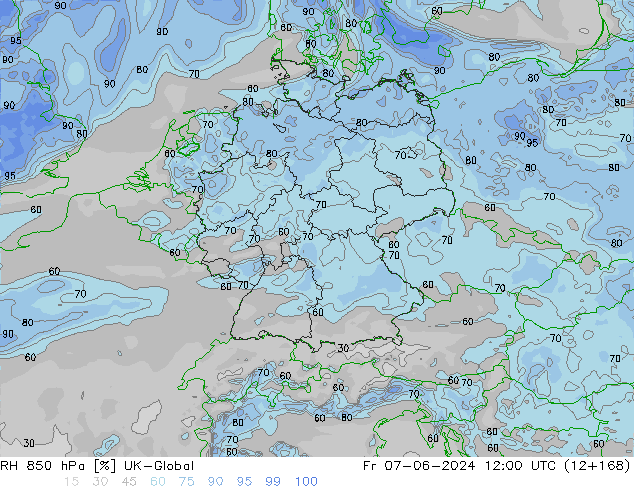 RH 850 hPa UK-Global Fr 07.06.2024 12 UTC