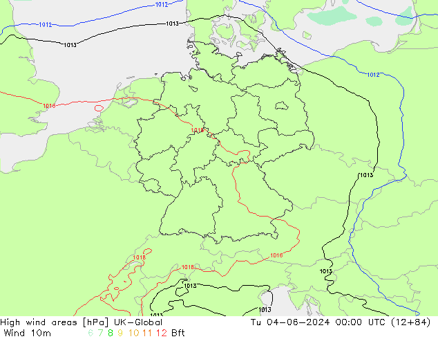 High wind areas UK-Global Út 04.06.2024 00 UTC