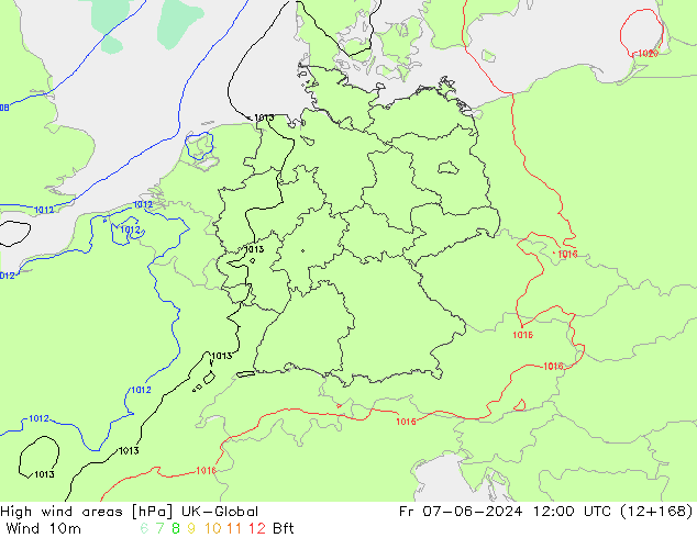 High wind areas UK-Global Fr 07.06.2024 12 UTC