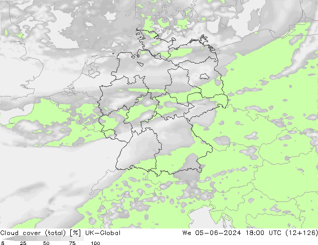 Nubes (total) UK-Global mié 05.06.2024 18 UTC