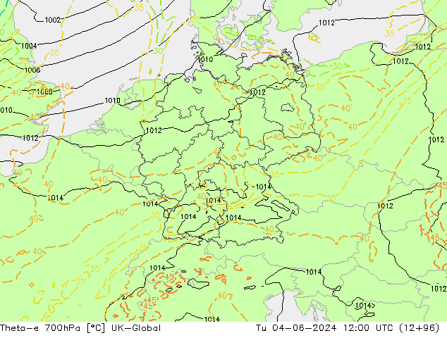 Theta-e 700hPa UK-Global mar 04.06.2024 12 UTC