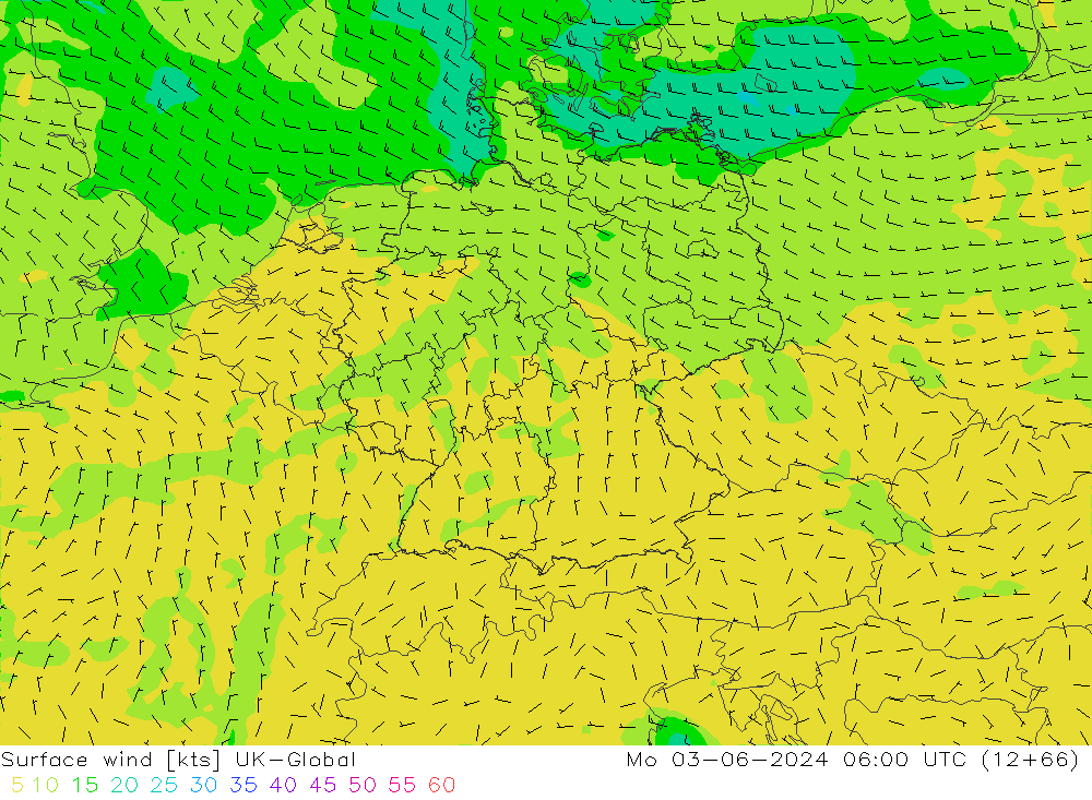 Viento 10 m UK-Global lun 03.06.2024 06 UTC