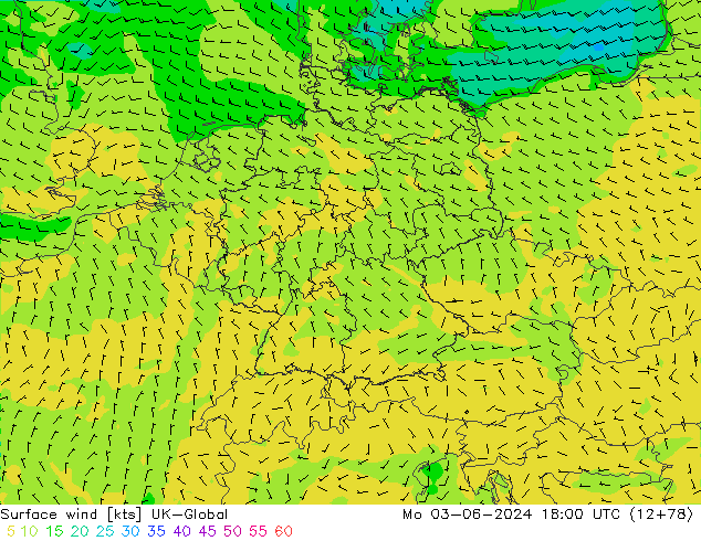 Rüzgar 10 m UK-Global Pzt 03.06.2024 18 UTC