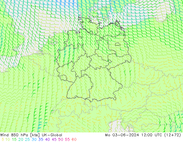 Rüzgar 850 hPa UK-Global Pzt 03.06.2024 12 UTC