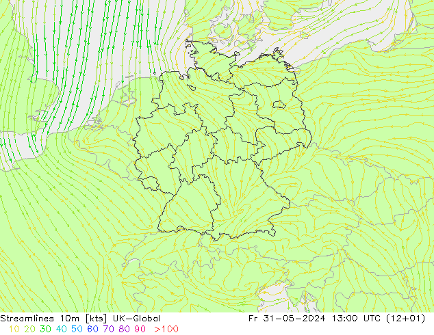 Streamlines 10m UK-Global Fr 31.05.2024 13 UTC