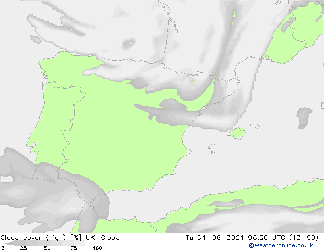 zachmurzenie (wysokie) UK-Global wto. 04.06.2024 06 UTC