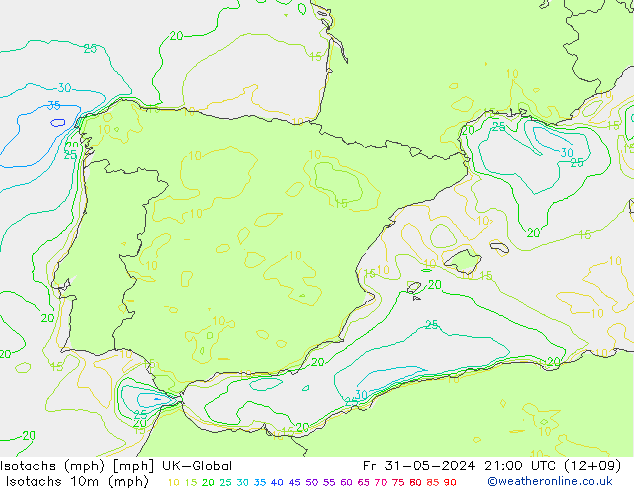 Isotachs (mph) UK-Global Sex 31.05.2024 21 UTC