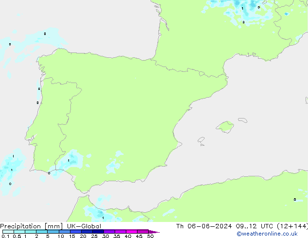 Precipitazione UK-Global gio 06.06.2024 12 UTC