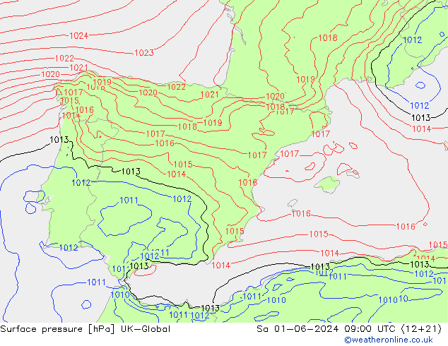 Surface pressure UK-Global Sa 01.06.2024 09 UTC