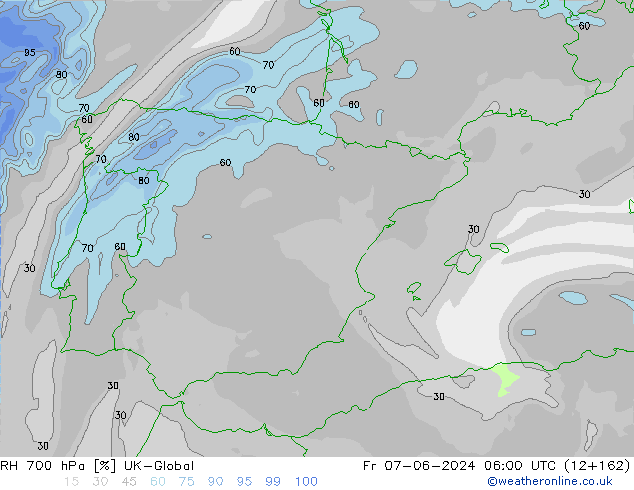 RH 700 hPa UK-Global Fr 07.06.2024 06 UTC