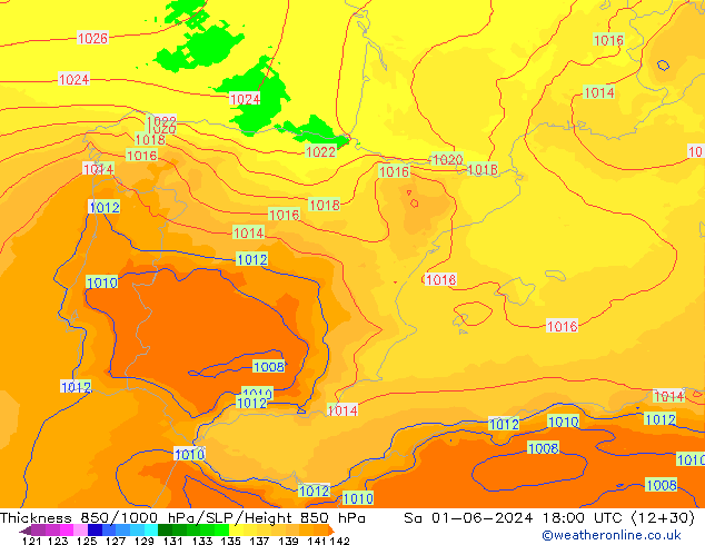 Thck 850-1000 hPa UK-Global So 01.06.2024 18 UTC