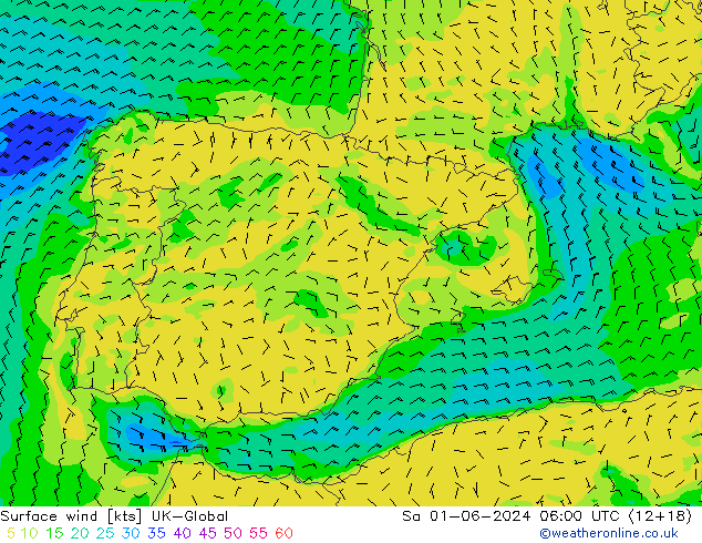 Rüzgar 10 m UK-Global Cts 01.06.2024 06 UTC