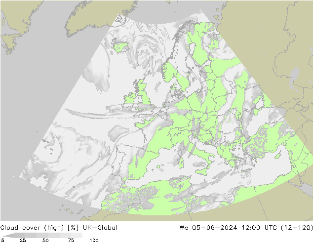 Nuages (élevé) UK-Global mer 05.06.2024 12 UTC