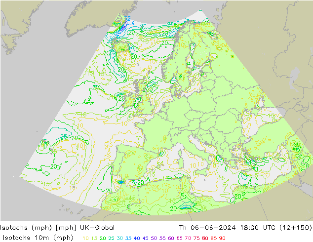 Isotachen (mph) UK-Global Do 06.06.2024 18 UTC