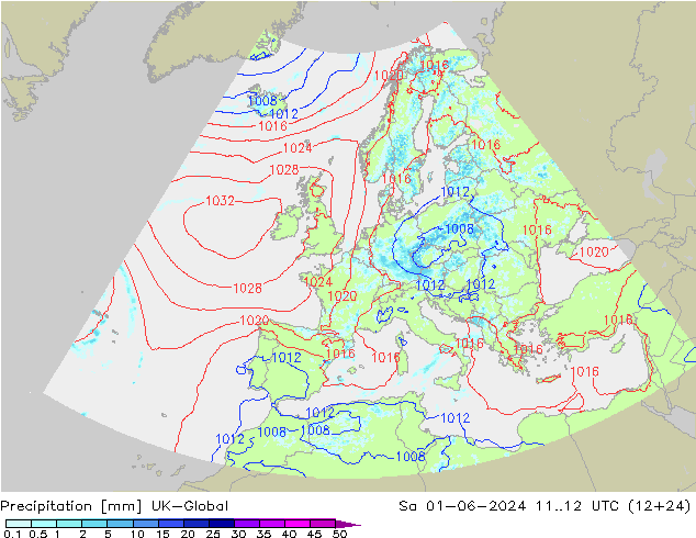 降水 UK-Global 星期六 01.06.2024 12 UTC