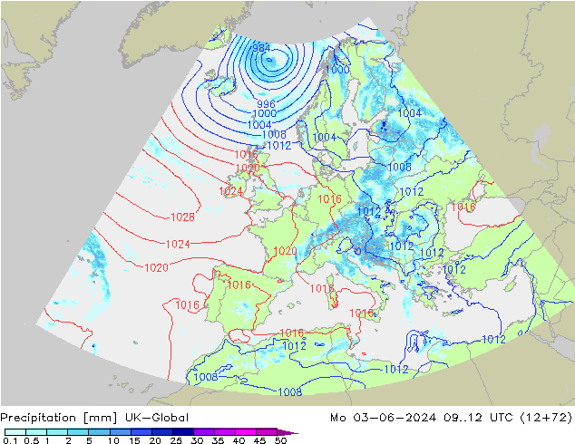 Precipitation UK-Global Mo 03.06.2024 12 UTC