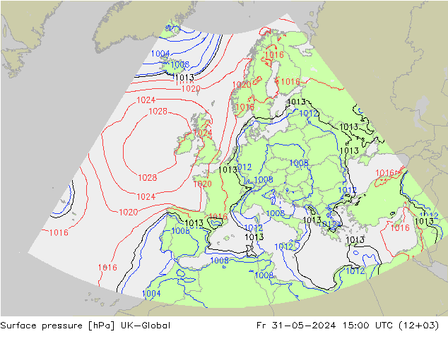 приземное давление UK-Global пт 31.05.2024 15 UTC