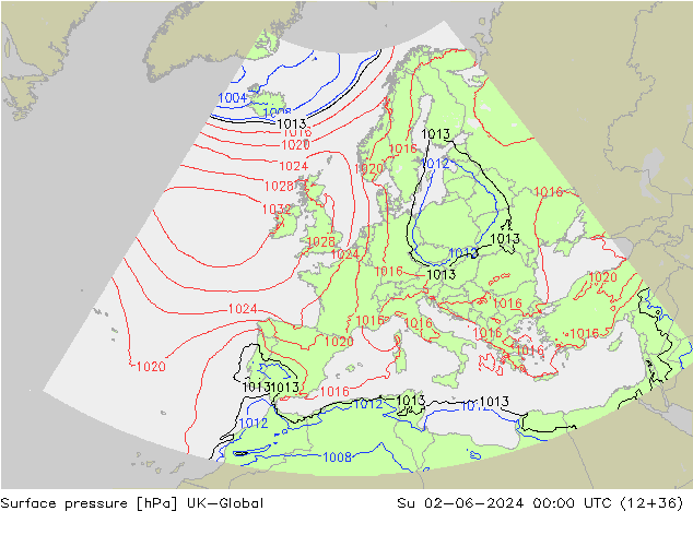 Yer basıncı UK-Global Paz 02.06.2024 00 UTC