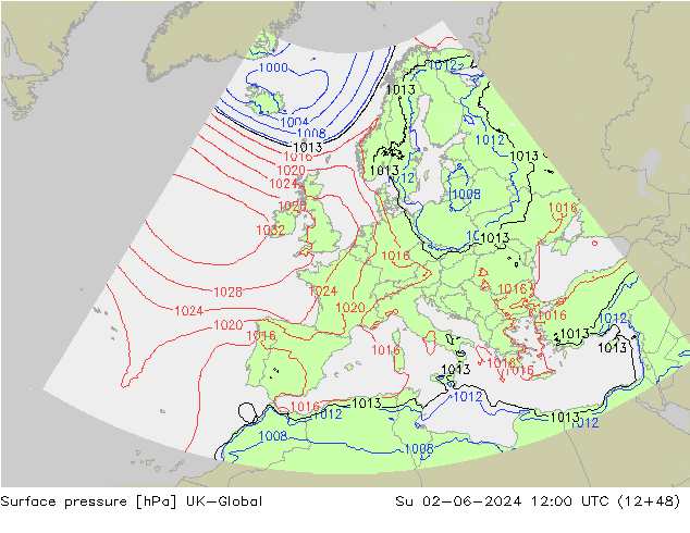 Yer basıncı UK-Global Paz 02.06.2024 12 UTC