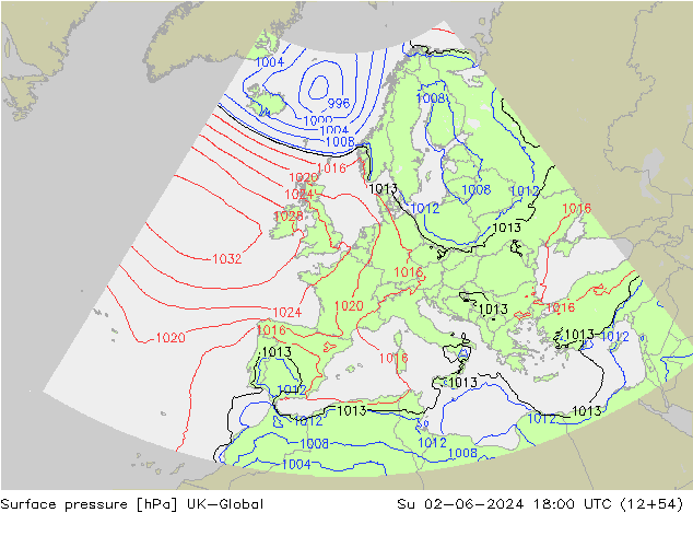 приземное давление UK-Global Вс 02.06.2024 18 UTC