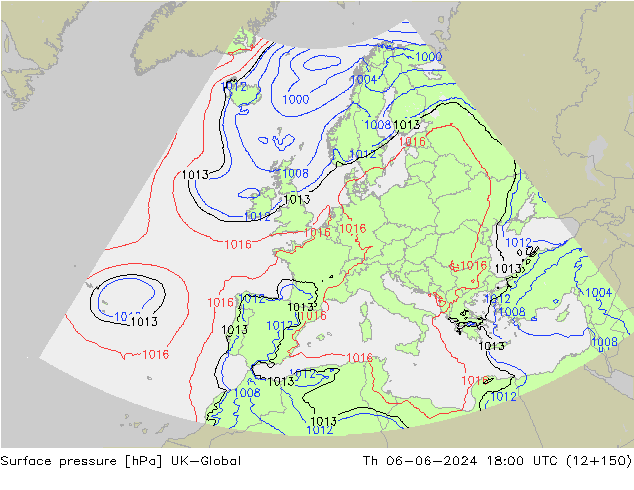 приземное давление UK-Global чт 06.06.2024 18 UTC