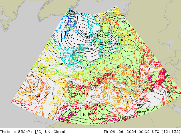 Theta-e 850hPa UK-Global jeu 06.06.2024 00 UTC