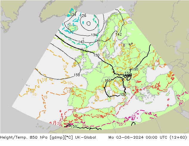 Geop./Temp. 850 hPa UK-Global lun 03.06.2024 00 UTC