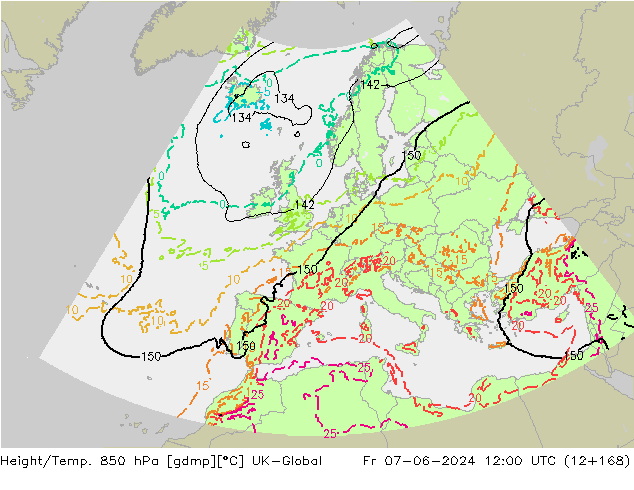 Height/Temp. 850 hPa UK-Global Sex 07.06.2024 12 UTC