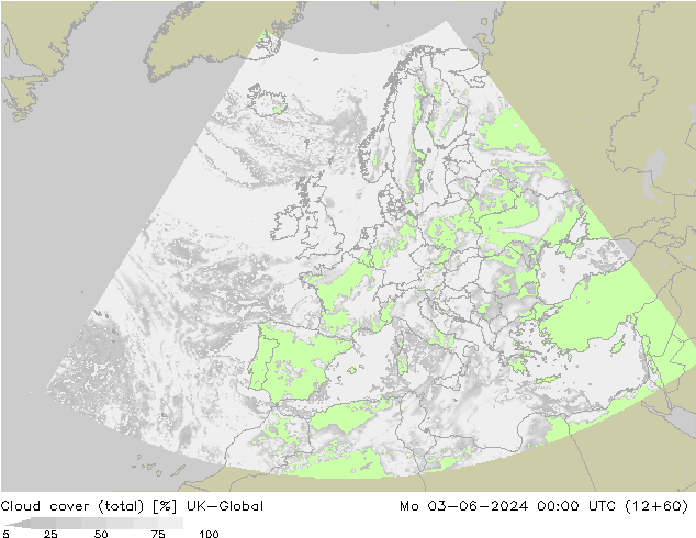 Nuages (total) UK-Global lun 03.06.2024 00 UTC