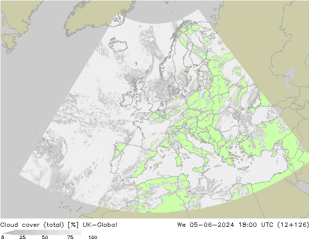 Bewolking (Totaal) UK-Global wo 05.06.2024 18 UTC