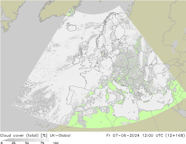 Nubes (total) UK-Global vie 07.06.2024 12 UTC